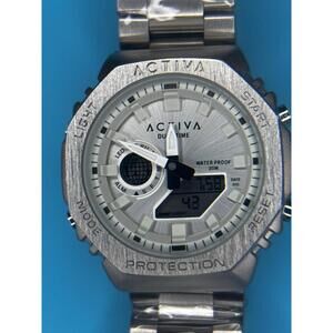 Invicta Activa X Digital Dual Time Silver Finish Unisex Swagger Watch New In Box
